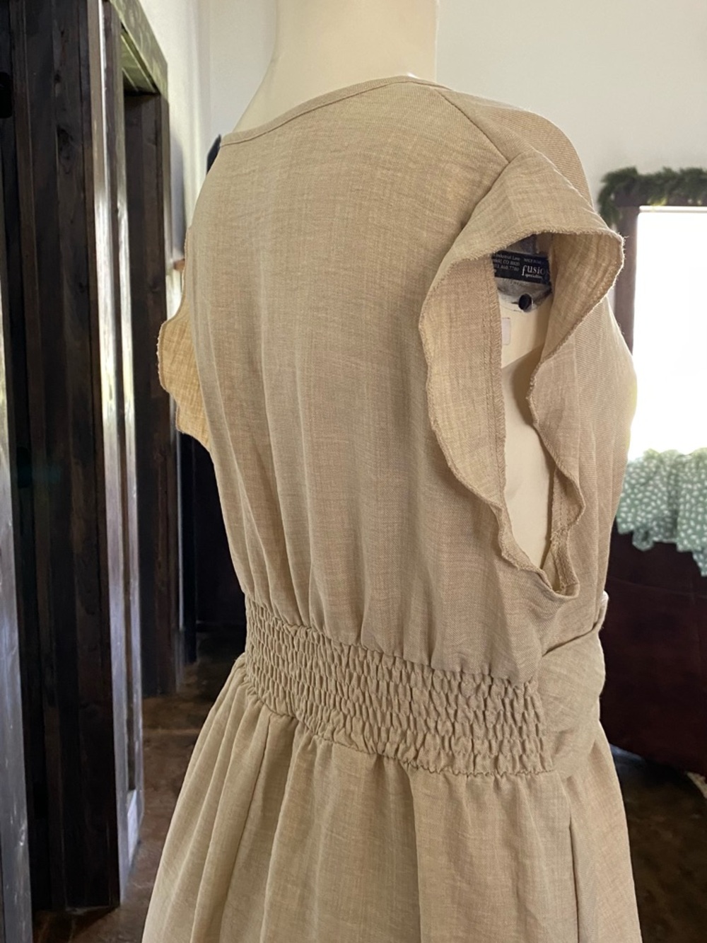 Sleeveless V-Neck Maxi Dress in Beige - Picture 3 of 5